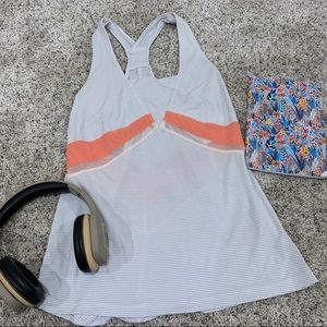 Lululemon white/coral/pink tank size 6